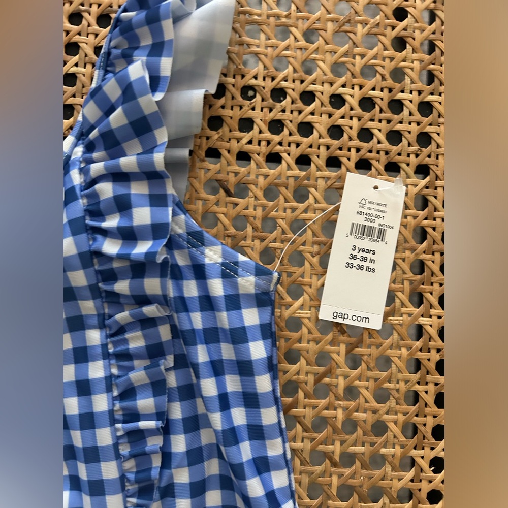 Baby Gap 3T gingham swimsuit blue - Picture 2 of 3